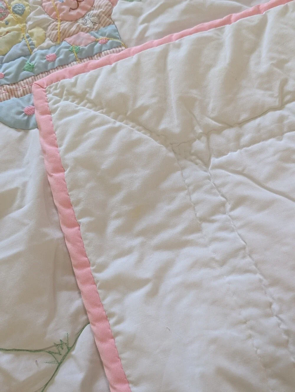 A Little Angel Baby Pastel Hot Air Balloon Quilted Baby Crib Blanket Vintage